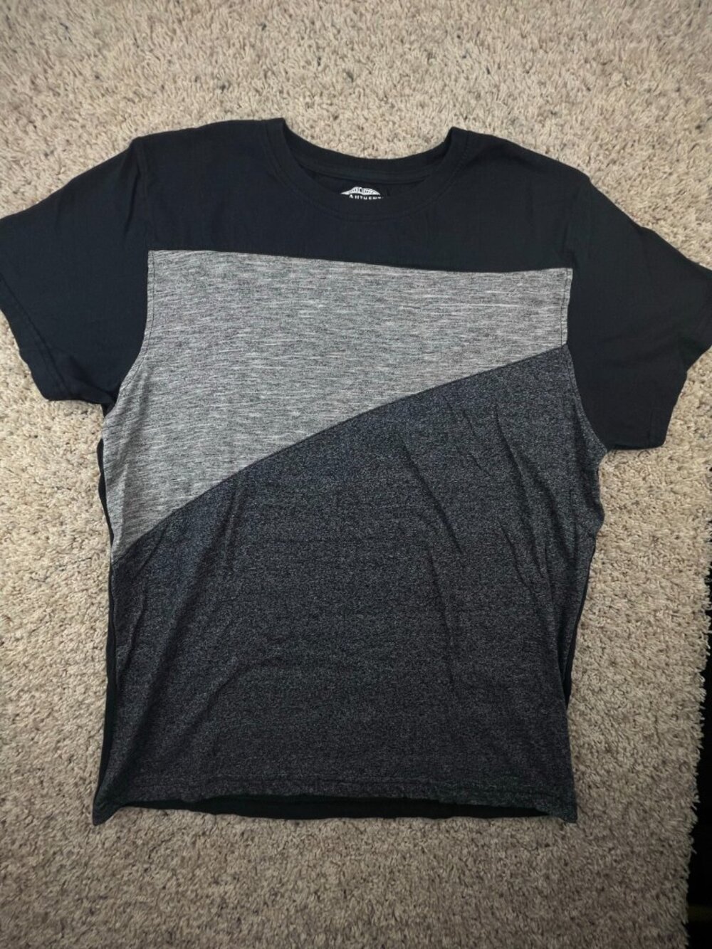 Denim Ribets Shirt Mens Short Sleeve Black Gray Large Modern Adult